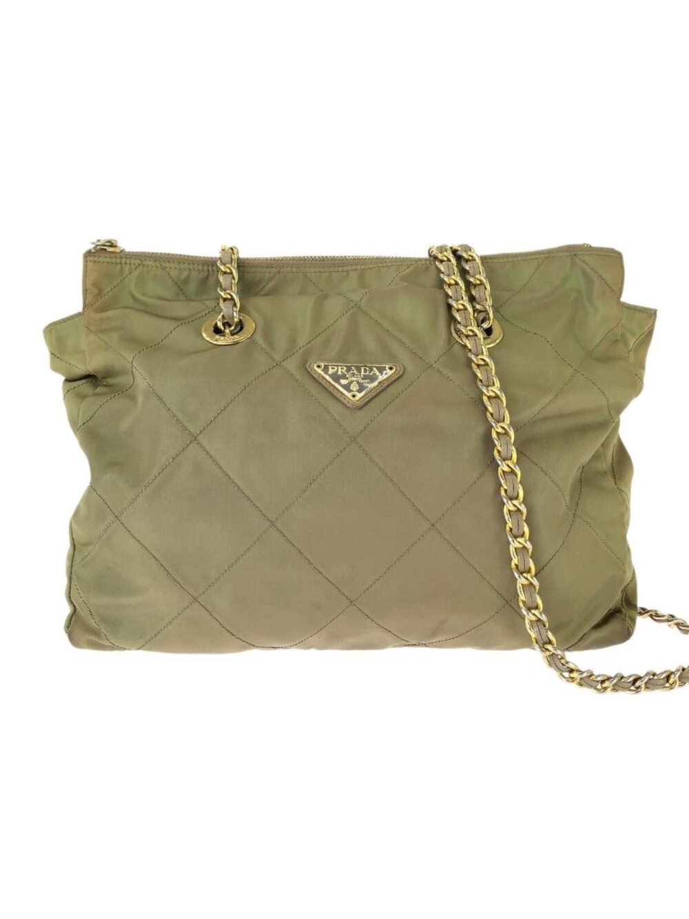 Prada Tessuto Khaki Gold Nylon Chain